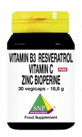 Vitamin B3 Resveratrol Vitamin C buffered Zinc Bioperine Pure